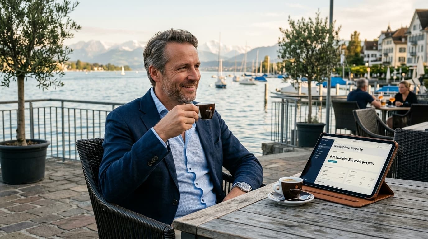 Schweizer Unternehmer genießt Feierabend am Zürichsee dank KI-Büroautomation